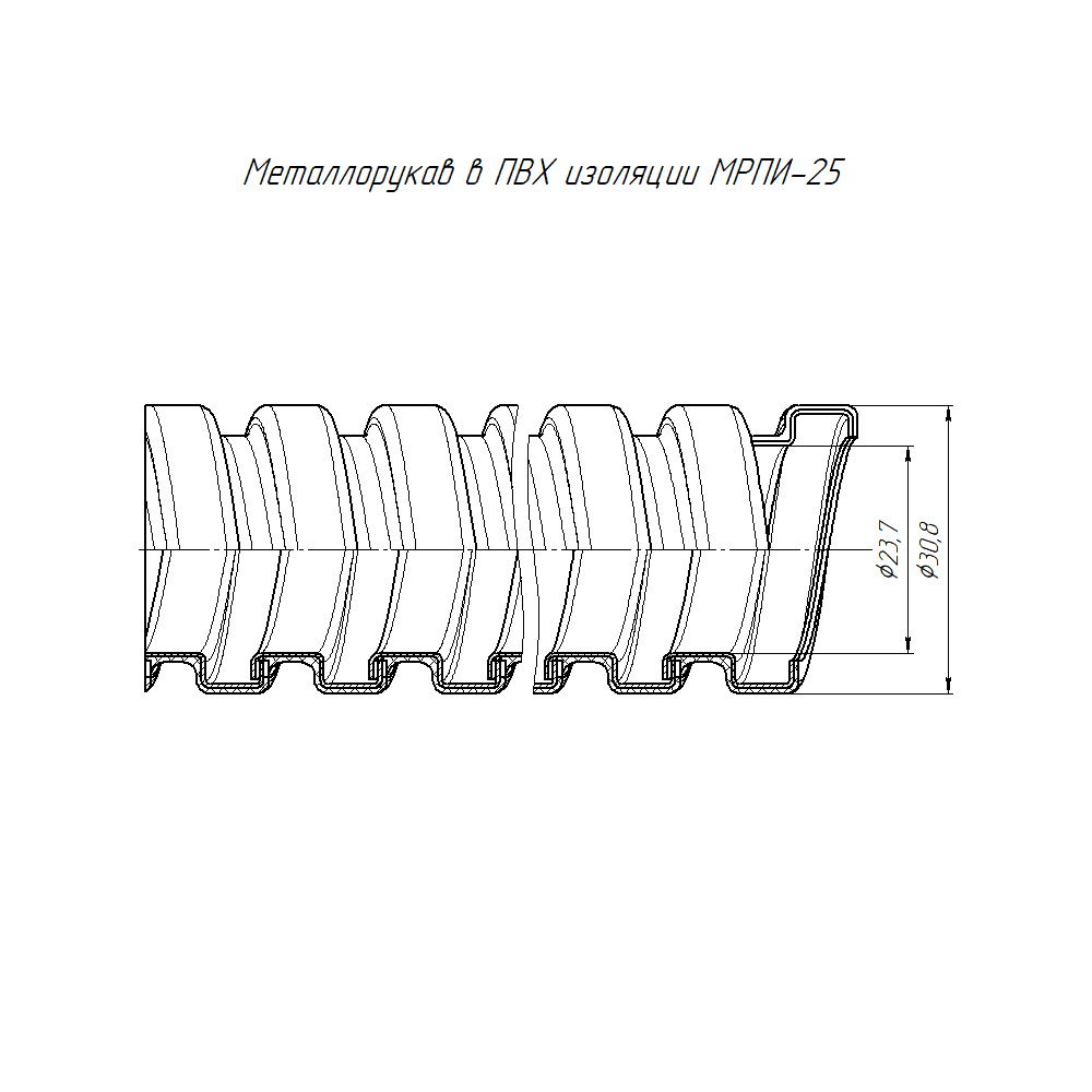 Металлорукав в ПВХ оболочке МРПИ-НГ-25 с/з (50м/уп) Строитель - Image 1